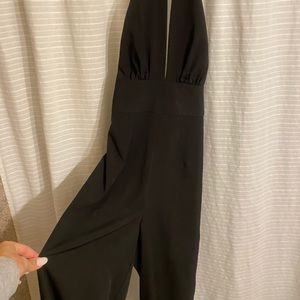 Black jumpsuit Tall size M open back wide leg